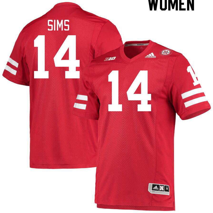 Women #14 Jeff Sims Nebraska Cornhuskers College Football Jerseys Stitched Sale-Red